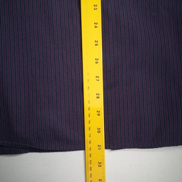 Hudson North Men's Size Large Non Iron Navy & Maroon Striped Dress Shirt - Picture 10 of 11